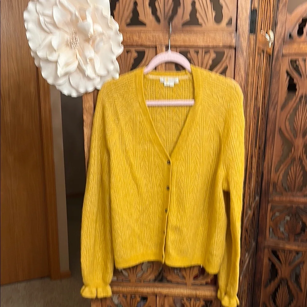 Boden Bright Mustard V-Neck Button Cardigan - Picture 1 of 6